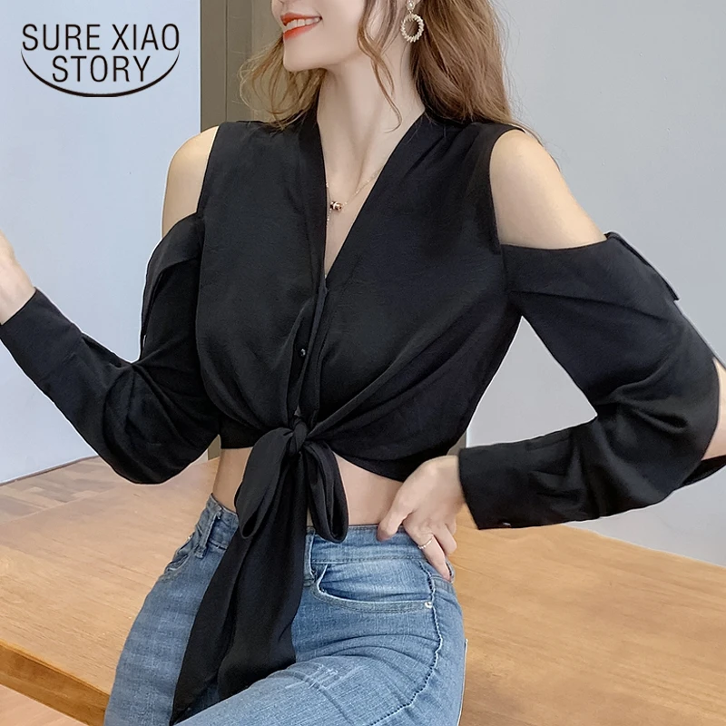 New French Sexy Off Shoulder Tops V-neck Long Sleeve Short Chiffon Shirt Hollow Out Tied Elegant Black Blouse Blusas Mujer 12930
New French Sexy Off Shoulder Tops V-neck Long Sleeve Short Chiffon Shirt Hollow Out Tied Elegant Black Blouse Blusas Mujer 12930