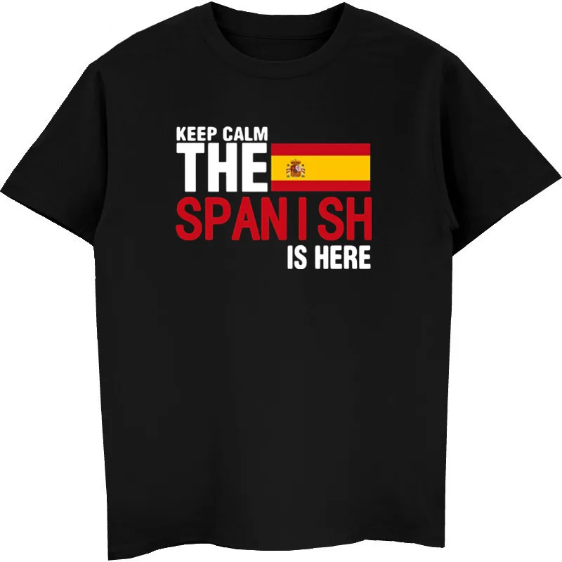 Keep Calm Fear The Spanish Is Here T Shirt Men Novelty Tees Male Cotton Short Sleeve Shirts Spain Flag Tops Harajuku Streetwear
Keep Calm Fear The Spanish Is Here T Shirt Men Novelty Tees Male Cotton Short Sleeve Shirts Spain Flag Tops Harajuku Streetwear