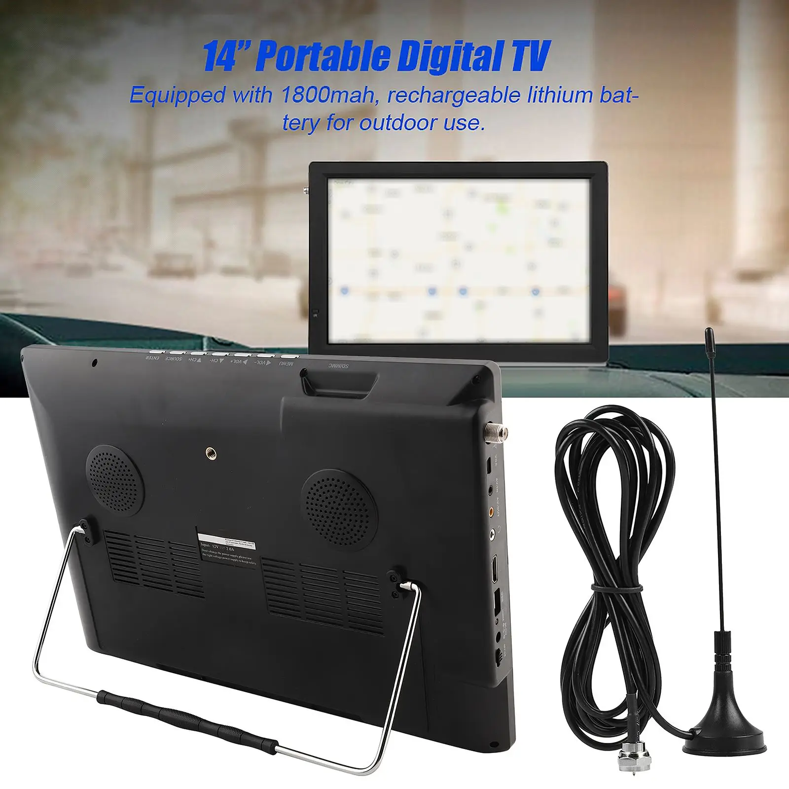 LEADSTAR 14inch LCD TV Colored 1280*800 ATSC-T/T2 Digital TV 1800mah Rechargeable Portable Analog Television AV Line
LEADSTAR 14inch LCD TV Colored 1280*800 ATSC-T/T2 Digital TV 1800mah Rechargeable Portable Analog Television AV Line