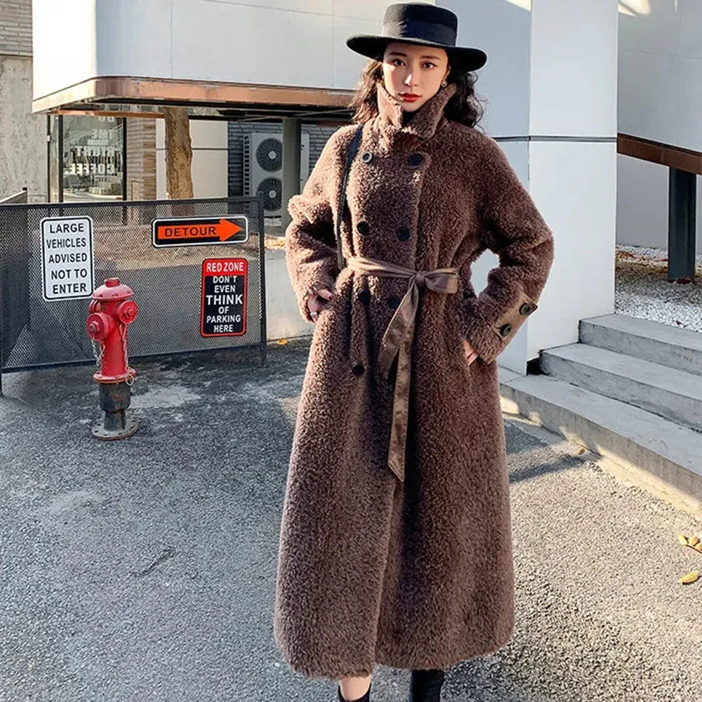 Кашемировые пальто, женские пальто средней длины из искусственного меха, женские пальто из овечьей шерсти, женская модная Повседневная Нов... 
Кашемировые пальто, женские пальто средней длины из искусственного меха, женские пальто из овечьей шерсти, женская модная Повседневная Нов...