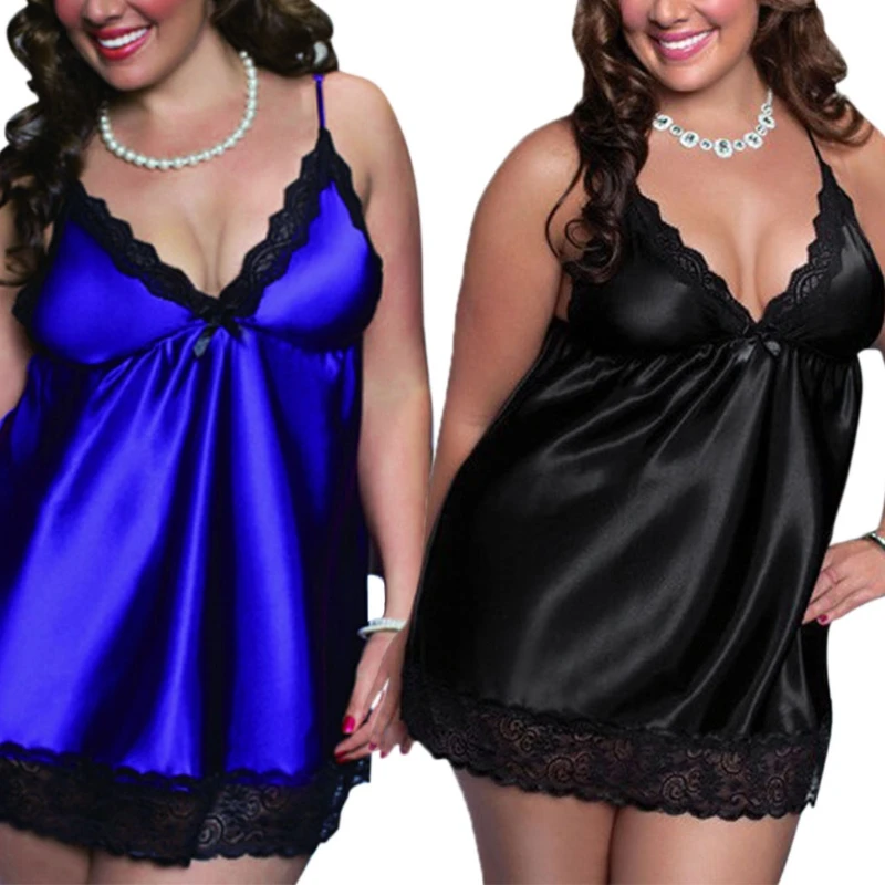 Womens Sexy Plus Size Lace Patchwork Nightgown Lingerie Sleepwear Solid Color
Womens Sexy Plus Size Lace Patchwork Nightgown Lingerie Sleepwear Solid Color