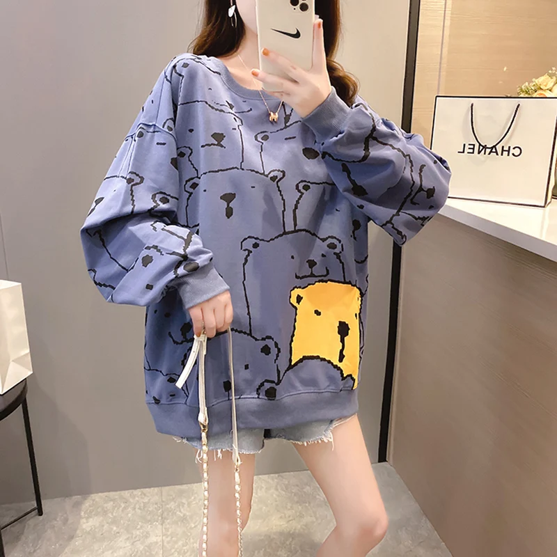 Femme Pullover Sweatshirts Women 2021 Spring Fall Loose Korean Cartoon Printed O-Neck Long Sleeve Ladies Hoodies Streetwear
Femme Pullover Sweatshirts Women 2021 Spring Fall Loose Korean Cartoon Printed O-Neck Long Sleeve Ladies Hoodies Streetwear