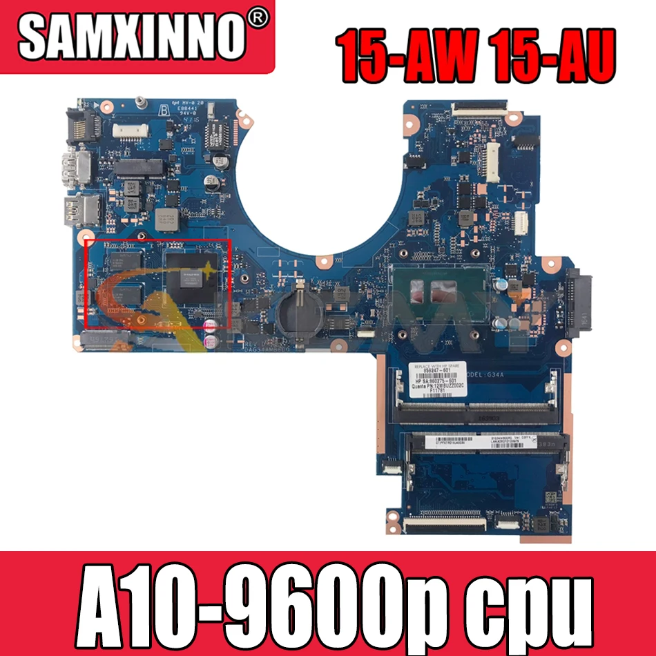 

DAG54AMB6D0 For HP Pavillion 15-AW 15-AU A10-9600P Notebook Mainboard AM960P 216-0864032 DDR4 Laptop Motherboard