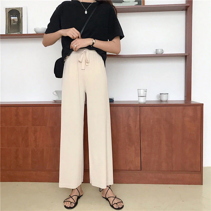 Pants Women 2021 Spring Summer High Waist Korean Style Loose Casual Ankle-length Pants New Elastic Waist Straight Trousers 9953
Pants Women 2021 Spring Summer High Waist Korean Style Loose Casual Ankle-length Pants New Elastic Waist Straight Trousers 9953