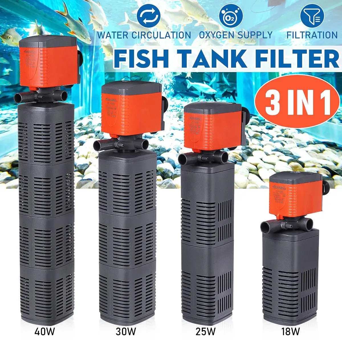 18W/25W/30W/40W Aquarium Filter Submersible Power Internal Filters For Fish Tank Filter Pump 3 In 1 Spray Flow Biological
18W/25W/30W/40W Aquarium Filter Submersible Power Internal Filters For Fish Tank Filter Pump 3 In 1 Spray Flow Biological