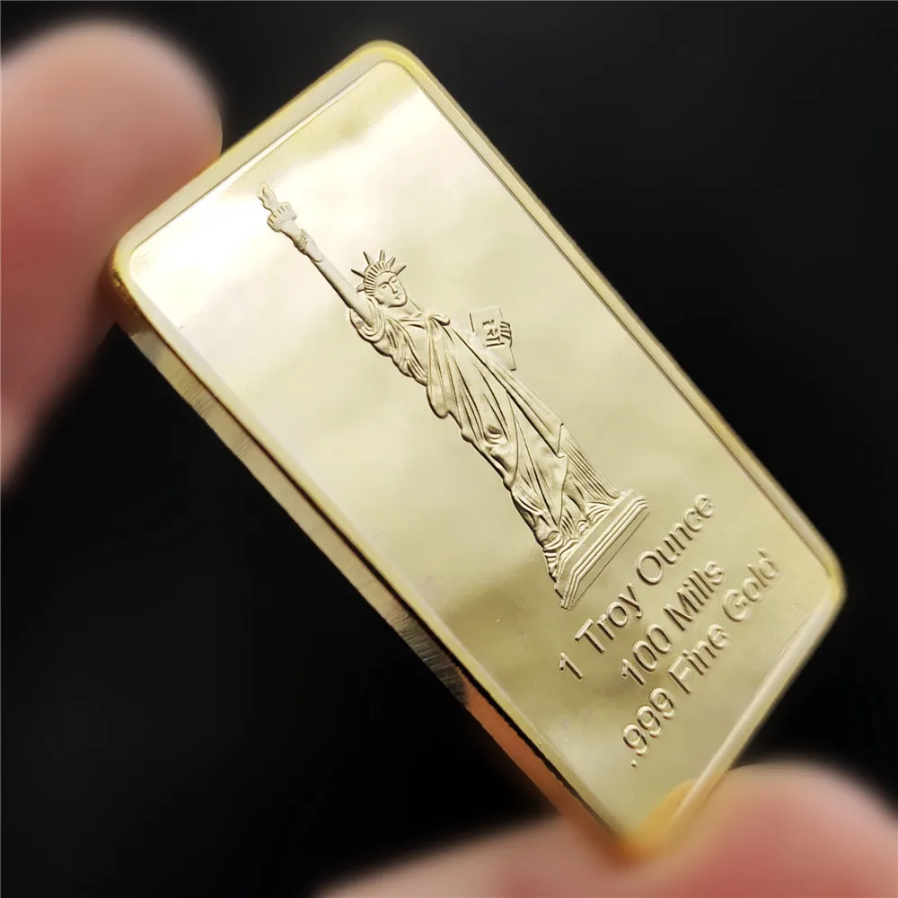 American Statue of Liberty Rectangle Gold Plated Bricks Torch Eagle Pattern Commemorative Coins 1 Troy Ounce 100 Mills
American Statue of Liberty Rectangle Gold Plated Bricks Torch Eagle Pattern Commemorative Coins 1 Troy Ounce 100 Mills