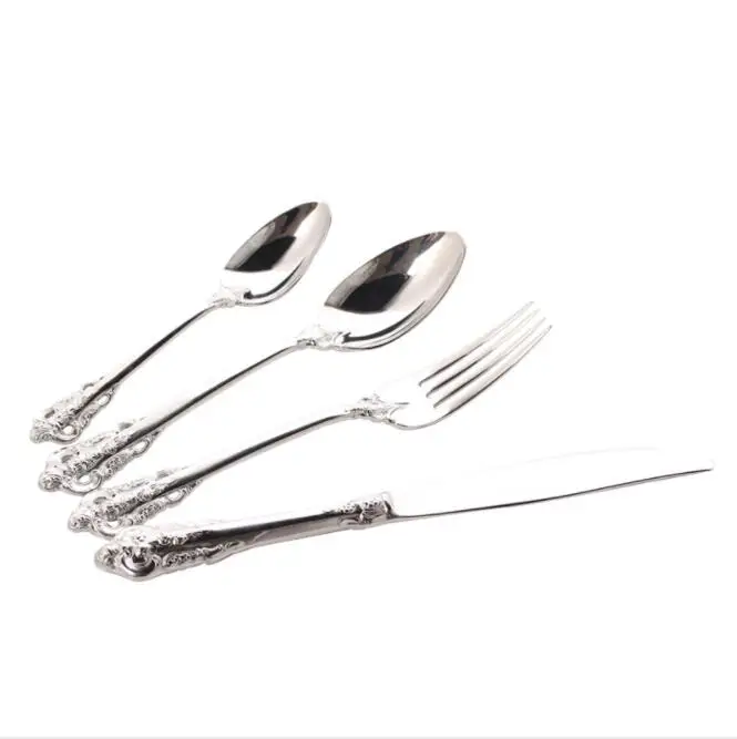 Europe stainless steel fruits dessert forks and dinner fork butter dinner knife steak knifes for home table decorative
Europe stainless steel fruits dessert forks and dinner fork butter dinner knife steak knifes for home table decorative