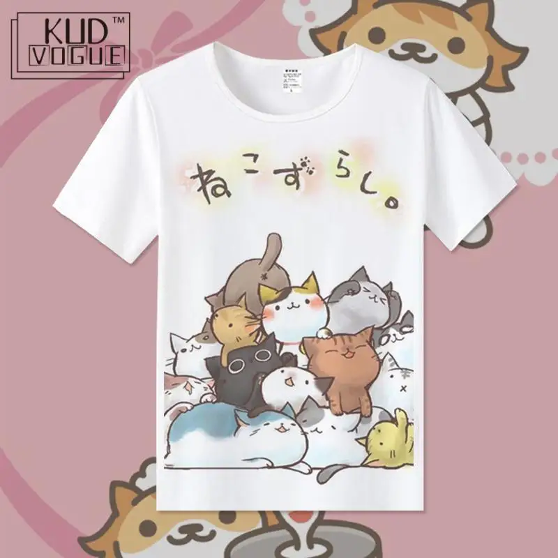 Женская футболка Kawaii с коротким рукавом Лолита летние топы японское аниме