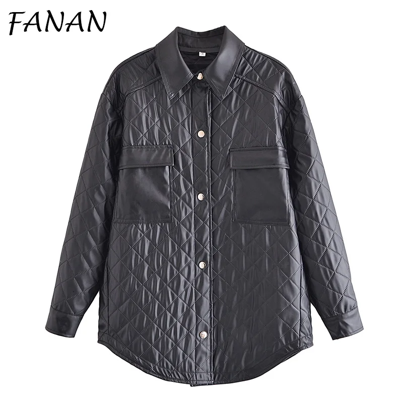 2021 Fashion Simple Turn Down Collar Za Women Elegant Single PU Argyle Coats Women Long Solid Cotton Jackets Ladies
2021 Fashion Simple Turn Down Collar Za Women Elegant Single PU Argyle Coats Women Long Solid Cotton Jackets Ladies