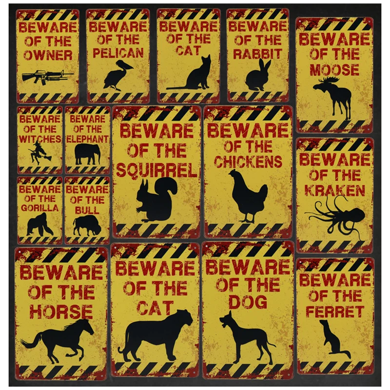Warning Sign Beware of Dog and Cat Animals Tin Sign Vintage Plaque Wall Decoration for Bar Pub Club Garage Retro Iron Painting
Warning Sign Beware of Dog and Cat Animals Tin Sign Vintage Plaque Wall Decoration for Bar Pub Club Garage Retro Iron Painting