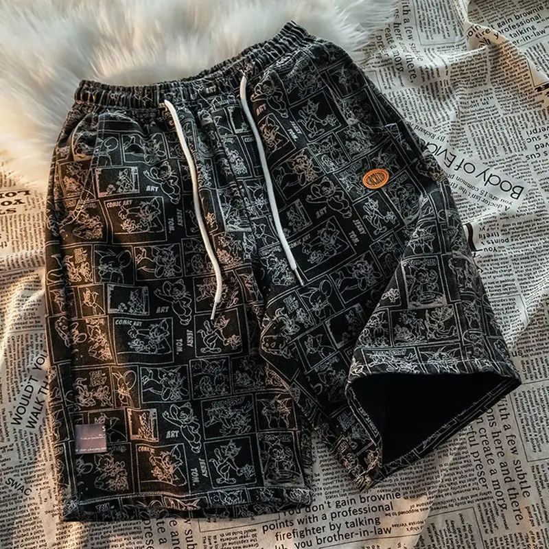 Summer Graffiti Cartoon Print Denim Shorts Men Mid Waist Shorts Cute Harajuku Wide Leg Elastic Boys Casual Loose Sweatpants
Summer Graffiti Cartoon Print Denim Shorts Men Mid Waist Shorts Cute Harajuku Wide Leg Elastic Boys Casual Loose Sweatpants