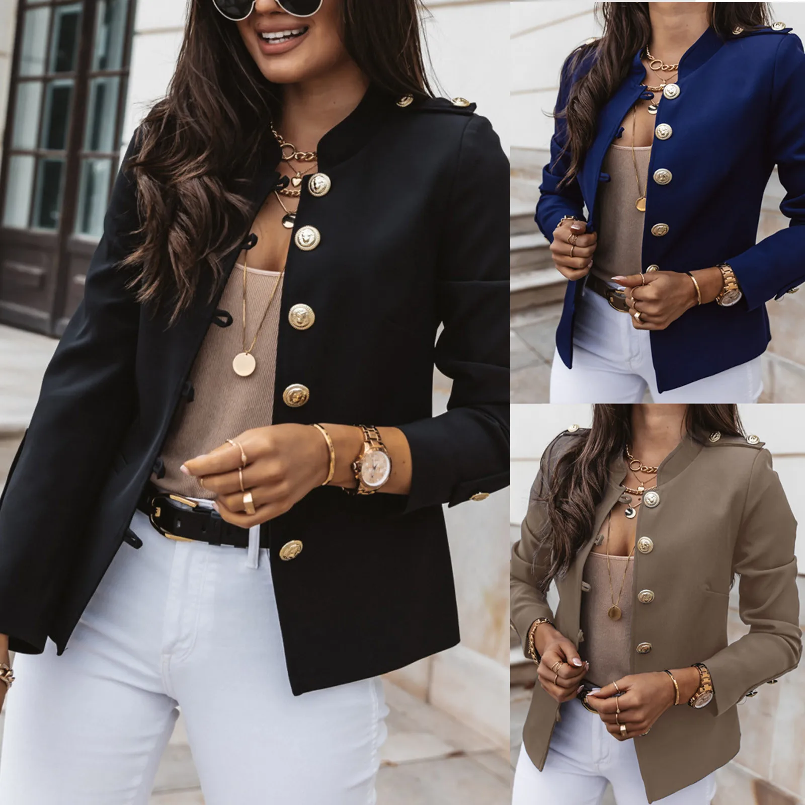 Autumn Winter Jackets Veste Female Slim-breasted Small Suit Solid Color Long-sleeve Short Coat Top Jackets for Women Outer Wear
Autumn Winter Jackets Veste Female Slim-breasted Small Suit Solid Color Long-sleeve Short Coat Top Jackets for Women Outer Wear