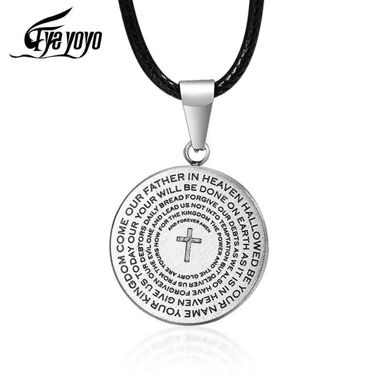 EyeYoYo Искра винтажное ожерелье из нержавеющей стали Библия Амен круглое с кулоном