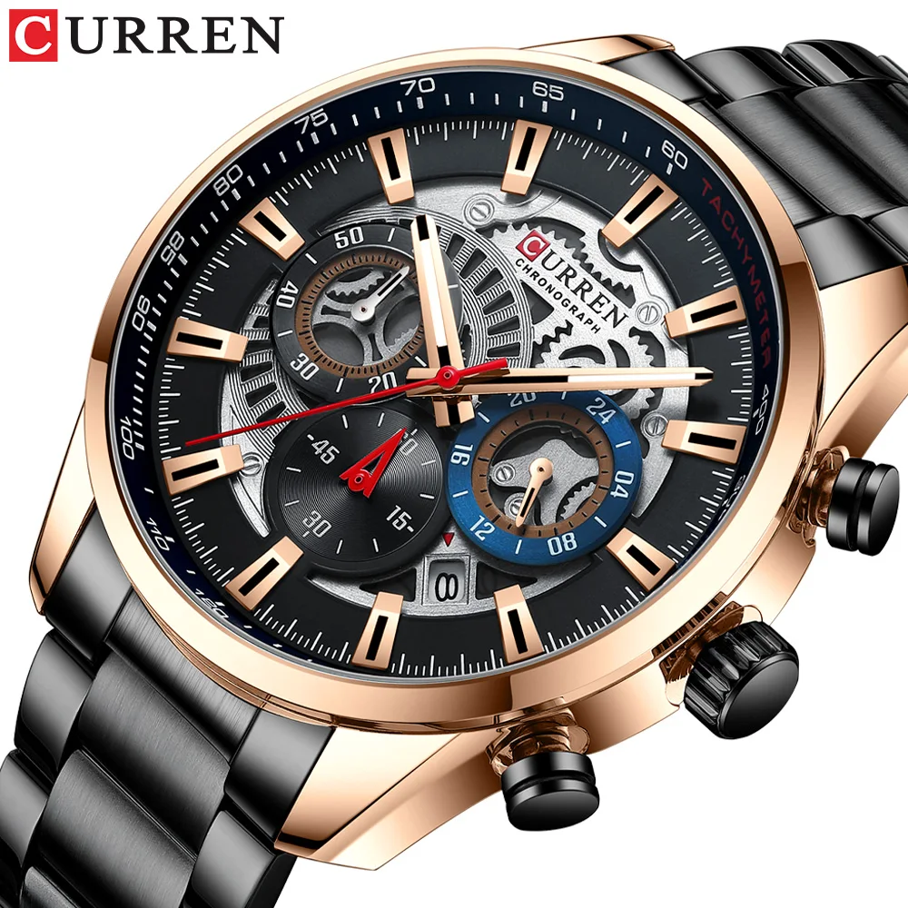 CURREN Fashion New Watch Man Top Brand Luxury Black Business Wristwatch Stainless Steel Sport Chronograph Waterproof Men Clock
CURREN Fashion New Watch Man Top Brand Luxury Black Business Wristwatch Stainless Steel Sport Chronograph Waterproof Men Clock