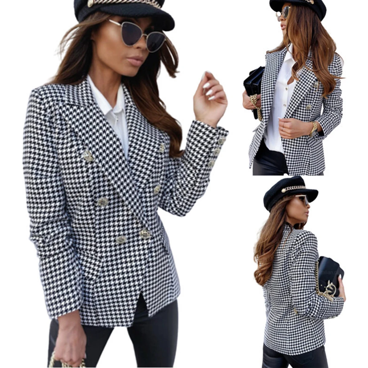 2020 Autumn and Winter Women's Plaid Blazer Long Sleeve Tailored Collar Side Pocket Suit Jacket Tailored Coat
2020 Autumn and Winter Women's Plaid Blazer Long Sleeve Tailored Collar Side Pocket Suit Jacket Tailored Coat