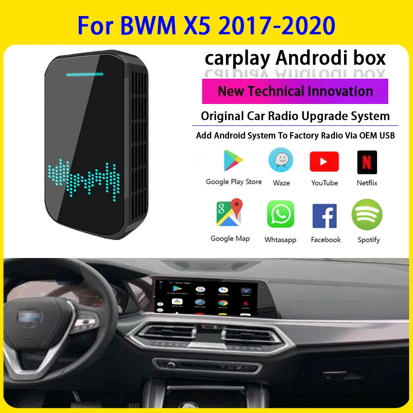 Carplay Wireless with 4+32G Carplay ai box support Android auto Mirror Link Plug and Play For BWM X5 2017-2020 Auto Tv Box 
Carplay Wireless with 4+32G Carplay ai box support Android auto Mirror Link Plug and Play For BWM X5 2017-2020 Auto Tv Box