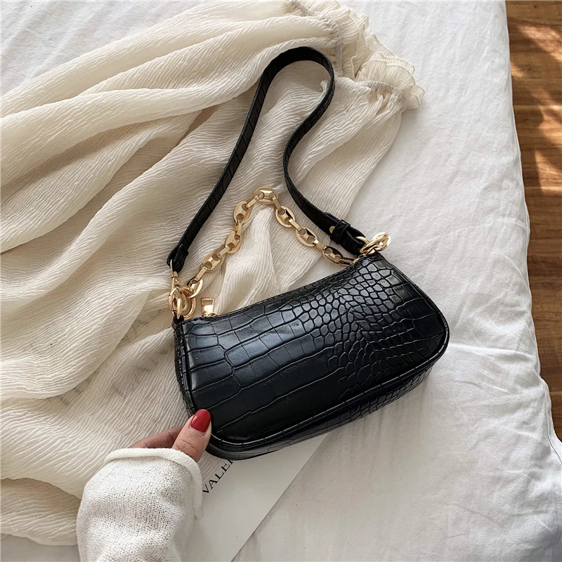 Fashion Crocodile Pattern Baguette bags MINI PU Leather Shoulder Bags For Women 2020 Chain Design Luxury Hand Bag Female Travel
Fashion Crocodile Pattern Baguette bags MINI PU Leather Shoulder Bags For Women 2020 Chain Design Luxury Hand Bag Female Travel