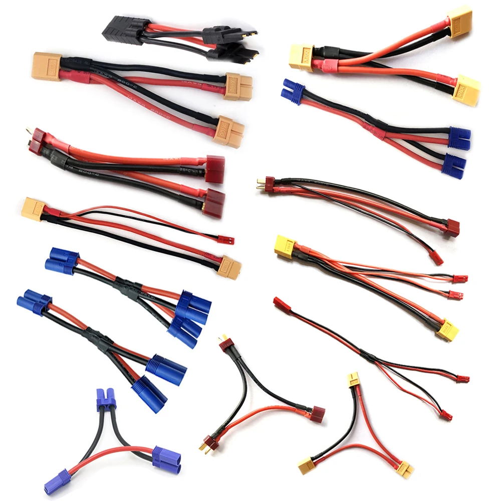 XT60 XT90 T EC5 EC2 TRX JST Plug Parallel Battery Connector Cable Extension Y /O Splitter Plug Adapter AWG Wire for RC FPV parts
XT60 XT90 T EC5 EC2 TRX JST Plug Parallel Battery Connector Cable Extension Y /O Splitter Plug Adapter AWG Wire for RC FPV parts