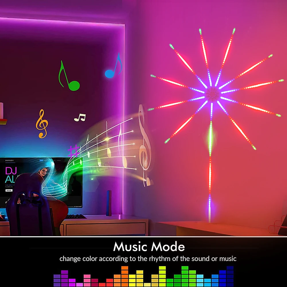 Fireworks LED Strip Light RGB Festoon Fairy Light Music Control Meteor Lamp Home New Year Christmas Room Decor Light Garland
Fireworks LED Strip Light RGB Festoon Fairy Light Music Control Meteor Lamp Home New Year Christmas Room Decor Light Garland