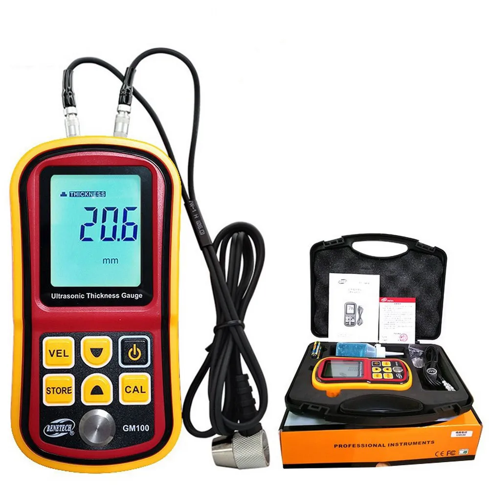 GM100 range 1.2-225mm resolution Ultrasonic Thickness Gauge Digital LCD Metal Thickness Gauge Sound Velocimeter Tester
GM100 range 1.2-225mm resolution Ultrasonic Thickness Gauge Digital LCD Metal Thickness Gauge Sound Velocimeter Tester