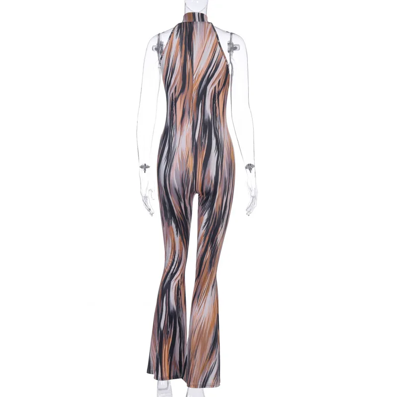 2020 Spring Halter Jumpsuits Fashion Beach Wear Printed V-neck Bandage Women Rompers Sexy Slim Bodycon Ladies Flared Trousers
2020 Spring Halter Jumpsuits Fashion Beach Wear Printed V-neck Bandage Women Rompers Sexy Slim Bodycon Ladies Flared Trousers