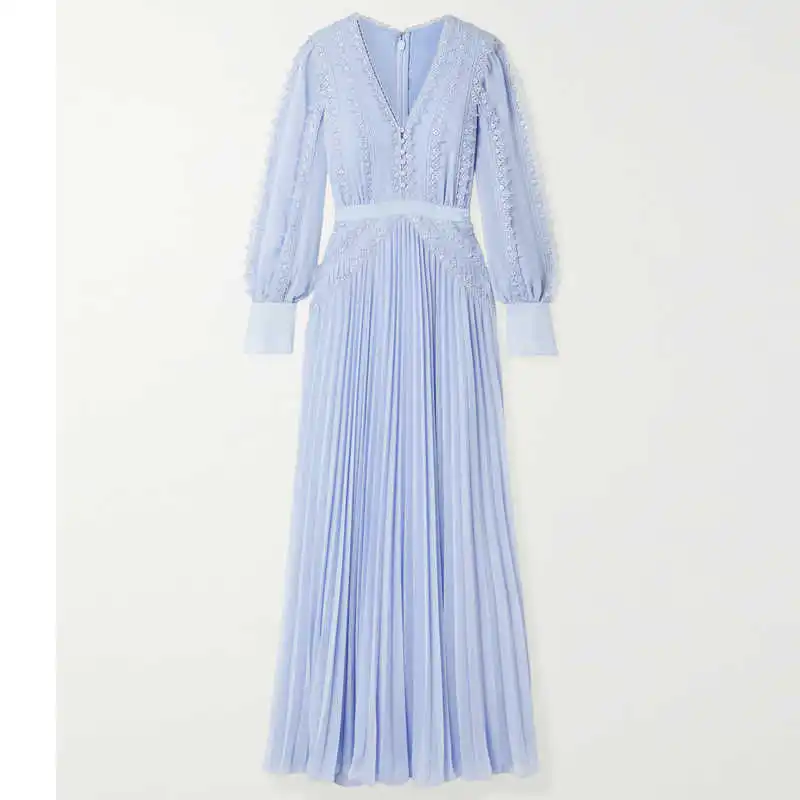 2021 New Arrival Runway Designer Luxury Brand Dress Women Elegant V Neck Lace Pleated Fashion Ladies Chiffon Long Maxi Dresses
2021 New Arrival Runway Designer Luxury Brand Dress Women Elegant V Neck Lace Pleated Fashion Ladies Chiffon Long Maxi Dresses