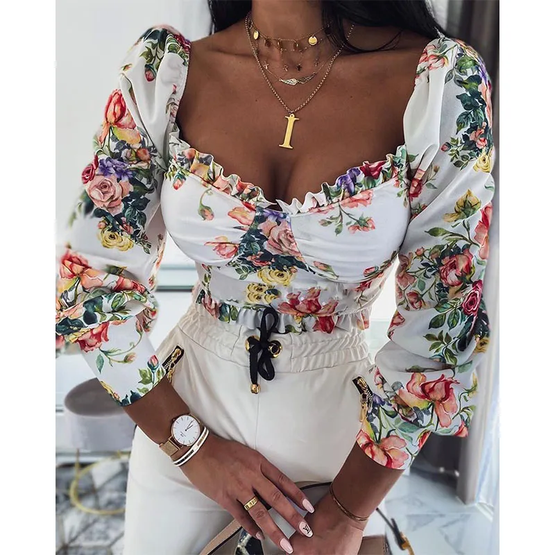 Women Low Cut Top Blouse Streetwear Spring Summer Fashion Short Shirt Female Long Sleeve Chic Shirts Sexy Square Collar Blouses
Women Low Cut Top Blouse Streetwear Spring Summer Fashion Short Shirt Female Long Sleeve Chic Shirts Sexy Square Collar Blouses