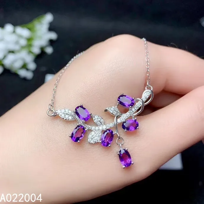 

KJJEAXCMY Fine Jewelry 925 Sterling Silver Inlaid Amethyst Female Miss Pendant Necklace Beautiful Hot Selling