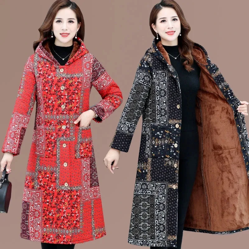 2021Winter New Coat Cotton-Padded Jacket Women Plus Velvet Thick Mid-Length Hooded Padded Outwear Middle-Aged Elderly Ladies Top
2021Winter New Coat Cotton-Padded Jacket Women Plus Velvet Thick Mid-Length Hooded Padded Outwear Middle-Aged Elderly Ladies Top