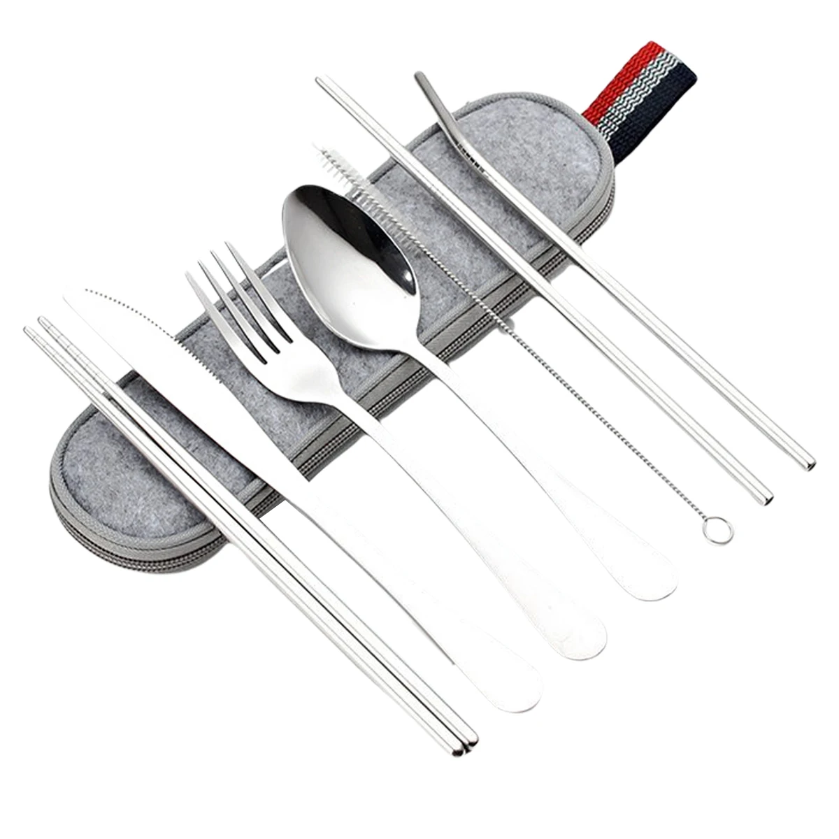 Portable 8Pcs Dinnerware Sets Stainless Steel Cutlery Set Reusable Knife Spoon Fork Chopsticks Sets Travel With Tableware Bag
Portable 8Pcs Dinnerware Sets Stainless Steel Cutlery Set Reusable Knife Spoon Fork Chopsticks Sets Travel With Tableware Bag