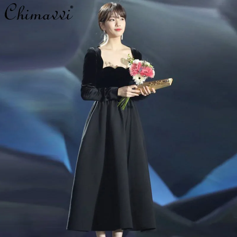 Женское бархатное платье миди в стиле Хепберн, элегантное платье с квадратным вырезом и высокой талией, приталенное французское платье чер...
Женское бархатное платье миди в стиле Хепберн, элегантное платье с квадратным вырезом и высокой талией, приталенное французское платье чер...