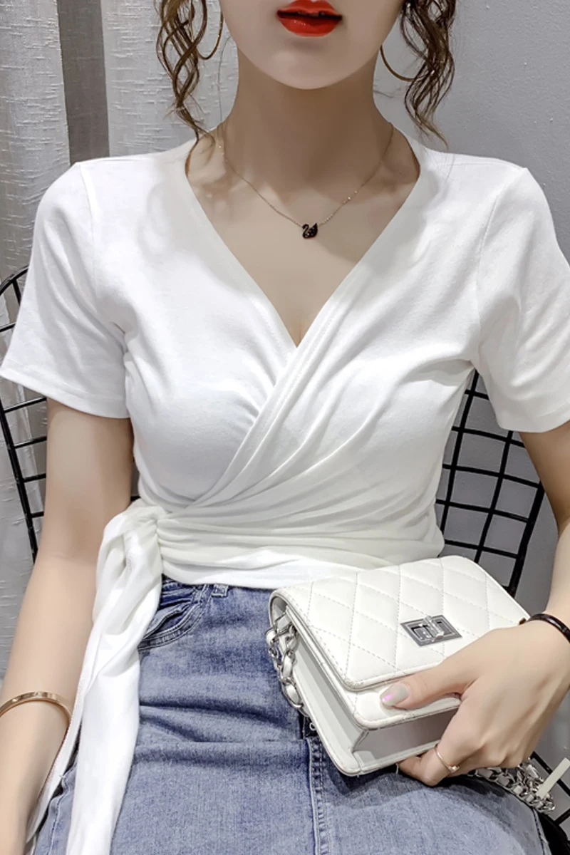 COIGARSAM Sexy Short Sleeve blouse women V-Neck blusas womens tops and blouses White Red Green Black 978 
COIGARSAM Sexy Short Sleeve blouse women V-Neck blusas womens tops and blouses White Red Green Black 978