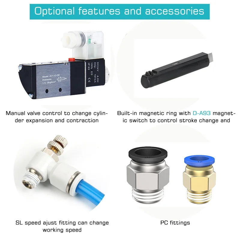 Pneumatic Thin Cylinder ACQ/SDA 16/20/25/32/40/50/63 Bore 10 35 55 75 Stroke Double Acting Mini Air Use High Speed
Pneumatic Thin Cylinder ACQ/SDA 16/20/25/32/40/50/63 Bore 10 35 55 75 Stroke Double Acting Mini Air Use High Speed
