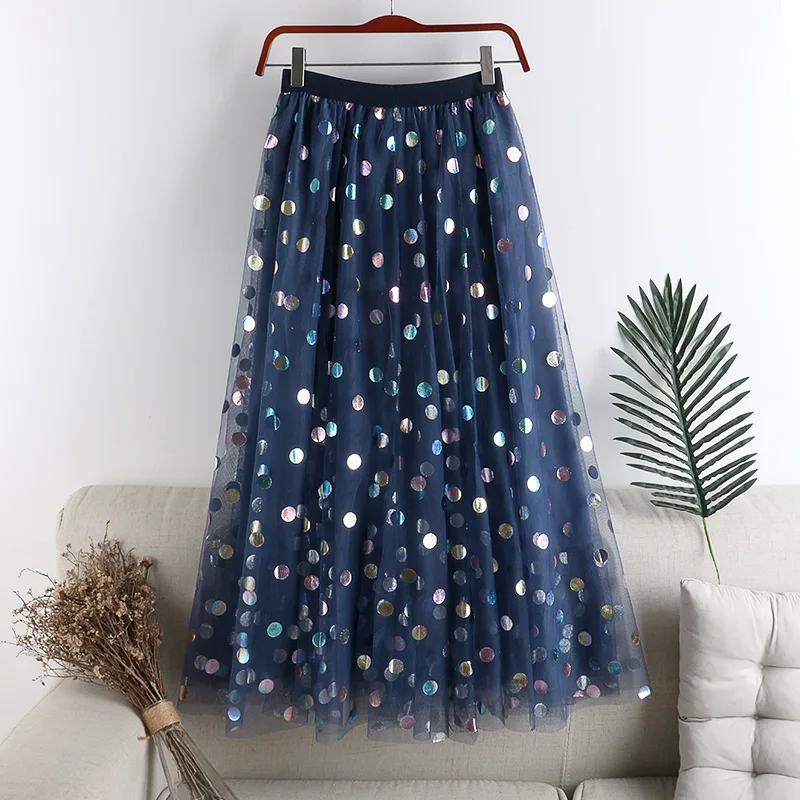 3 Layers Fashion Colorful Sequin Tulle Skirt Women 2020 Spring Summer Korean Long Maxi Skirt Female High Waist Pleated Skirt
3 Layers Fashion Colorful Sequin Tulle Skirt Women 2020 Spring Summer Korean Long Maxi Skirt Female High Waist Pleated Skirt