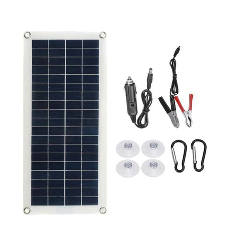 

Комплект солнечных панелей 20 Вт, USB 5 в постоянного тока 18 в, Гибкая солнечная панель, эффективная Автомобильная батарея, зарядка, кемпинг