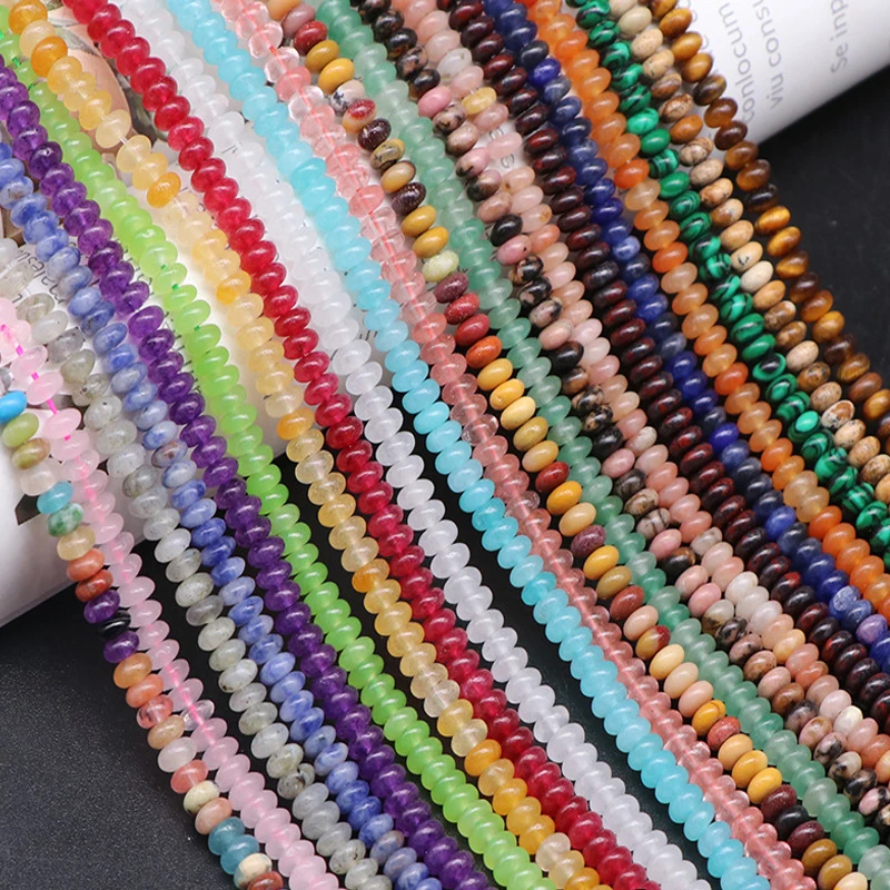 

2x4mm Natural Stone Beads Small Abacus Loose Spacer Seed Beads For Jewelry Making DIY Bracelet Necklace Earring Accessories