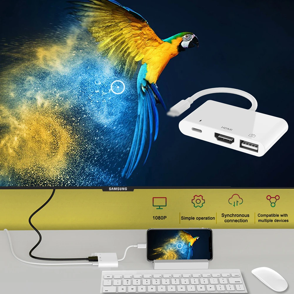 OTG HDMI USB Adapter for Lightning to 1080P HD/TV projector Converter for Apple to USB Camera for iPhone 7 8 11 X XS pro U disk
OTG HDMI USB Adapter for Lightning to 1080P HD/TV projector Converter for Apple to USB Camera for iPhone 7 8 11 X XS pro U disk