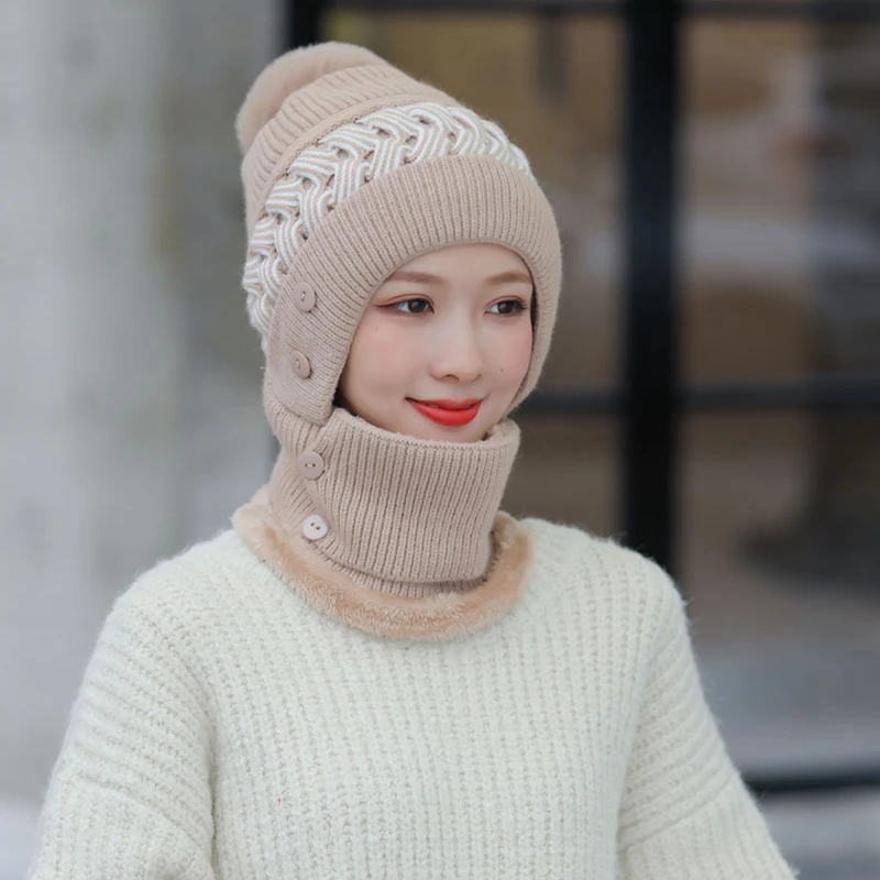 Winter Windproof Warm Scarf One-piece Hat Earmuffs Cap Knitted Beanie Hat For Women B2Cshop
Winter Windproof Warm Scarf One-piece Hat Earmuffs Cap Knitted Beanie Hat For Women B2Cshop