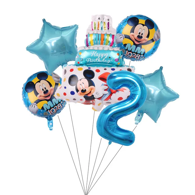 Микки и Минни Маус торт набор номера воздушные шары с днем рождения мультфильм