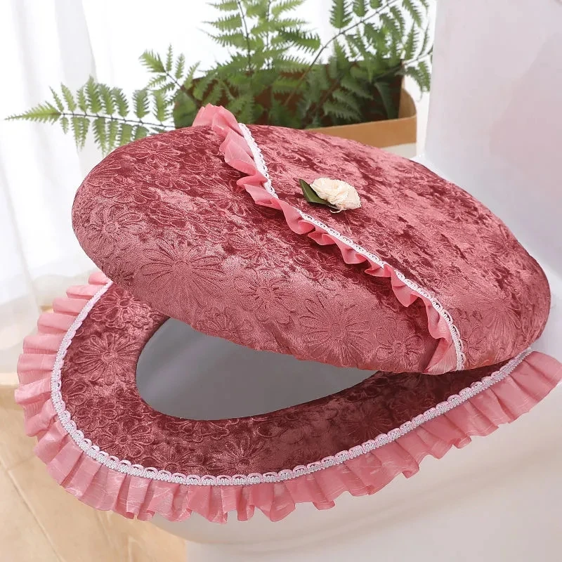 High Quality Household Toilet Seat Mat Gold Velvet Lace Toilet Lid Cover Two-piece/Set Washable Universal Toilet Ring Cushion
High Quality Household Toilet Seat Mat Gold Velvet Lace Toilet Lid Cover Two-piece/Set Washable Universal Toilet Ring Cushion