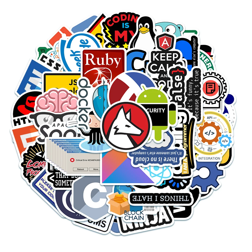 10/50 шт. программатор интернет-Java наклейки Geek Php Docker Html язык программирования