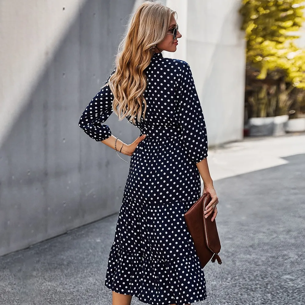 TREMU V Neck Vintage Dress Dot Cascading Ruffle Belt French Maxi Dresses Drop Waist Long Robes
TREMU V Neck Vintage Dress Dot Cascading Ruffle Belt French Maxi Dresses Drop Waist Long Robes