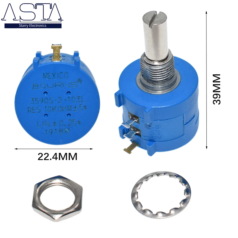 3590S-2-103L 3590S 10K ohm Precision Multiturn Potentiometer 10 Ring Adjustable Resistor
3590S-2-103L 3590S 10K ohm Precision Multiturn Potentiometer 10 Ring Adjustable Resistor