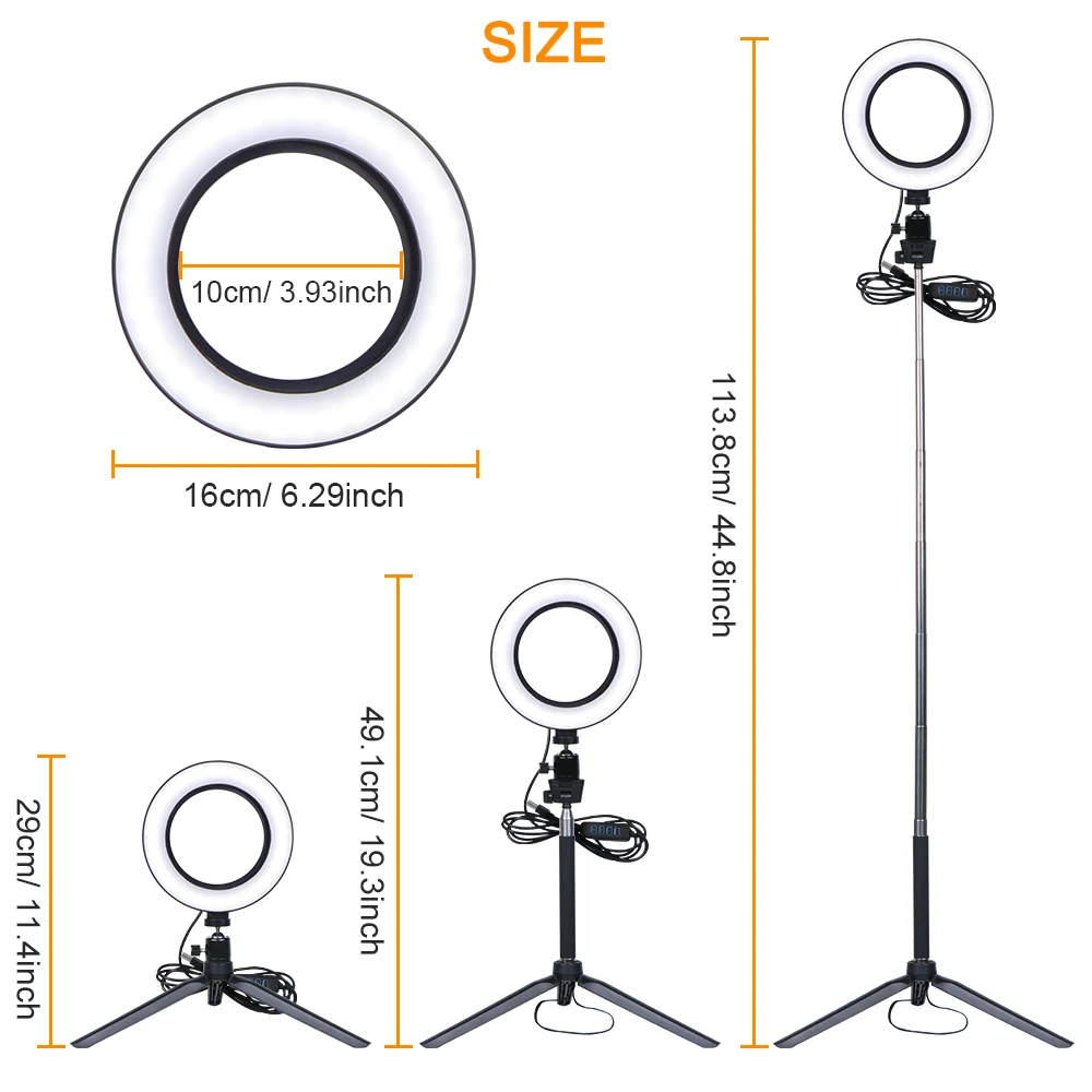 360 Degree Dimmable Photography LED Selfie Ring Light Retractable USB Powered Camera Phone Ring Light For Makeup Video Live
360 Degree Dimmable Photography LED Selfie Ring Light Retractable USB Powered Camera Phone Ring Light For Makeup Video Live