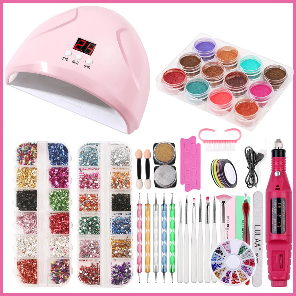 DIY All in One Nail Art Kit Professional Nail Art Supplies Nail Lamp Glitter Rhinestones Polishing Kit
DIY All in One Nail Art Kit Professional Nail Art Supplies Nail Lamp Glitter Rhinestones Polishing Kit
