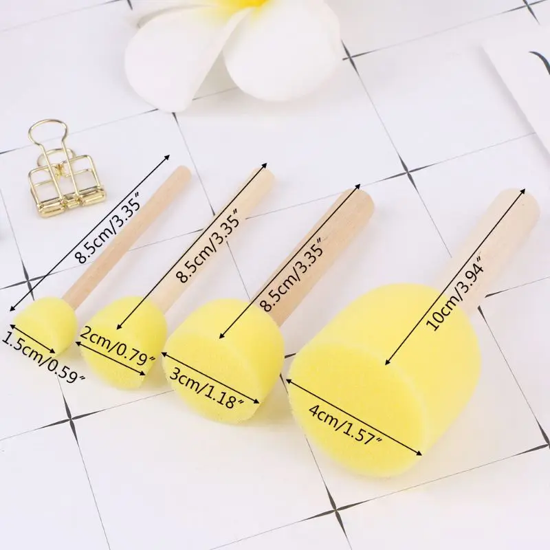 New 4pcs/set Wooden Handle Sponge Head Stamp Paint Brush For Children DIY Tool Assorted Size
New 4pcs/set Wooden Handle Sponge Head Stamp Paint Brush For Children DIY Tool Assorted Size