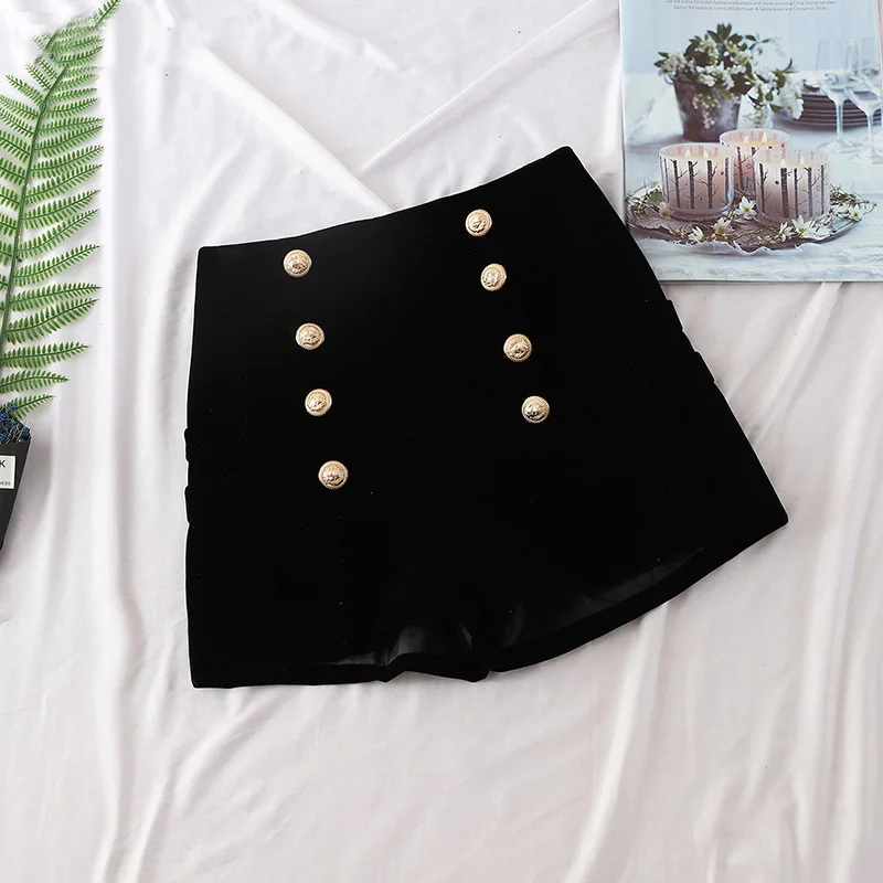 Women Shorts Black Double Breasted Casual Zipper Velvet Shorts Female Elegant High Waist Shorts For Women 2021 New Autumn Winter
Women Shorts Black Double Breasted Casual Zipper Velvet Shorts Female Elegant High Waist Shorts For Women 2021 New Autumn Winter