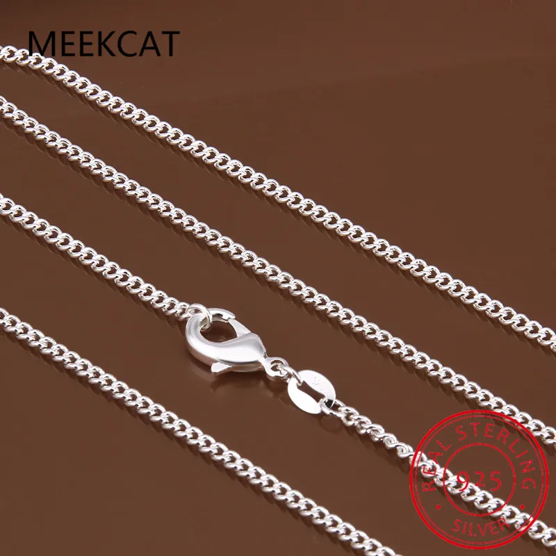 

Women's 2mm Side Chain 925 Sterling Silver 16"18"20"22"24" Short Long Fit Charms Necklaces Colar De Prata