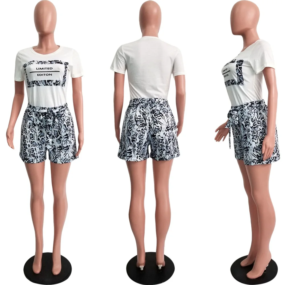 Solid Color Snake Stripes Print T-Shirt & Biker Shorts Summer Women Suit European and American Hot Style Model 2 Piece Set
Solid Color Snake Stripes Print T-Shirt & Biker Shorts Summer Women Suit European and American Hot Style Model 2 Piece Set