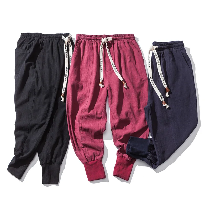 Japanese Cotton Flaxen Trousers Ankle Banded Pants Men Loose Harem Large Bloomers Linen Knickerbockers Pantalones De Hombre
Japanese Cotton Flaxen Trousers Ankle Banded Pants Men Loose Harem Large Bloomers Linen Knickerbockers Pantalones De Hombre